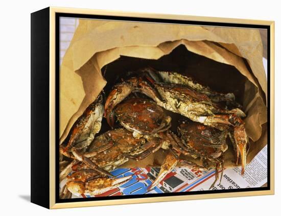 Close-up of Steamed Crabs in a Paper Bag, Maryland, USA-null-Framed Premier Image Canvas