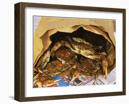 Close-up of Steamed Crabs in a Paper Bag, Maryland, USA-null-Framed Photographic Print