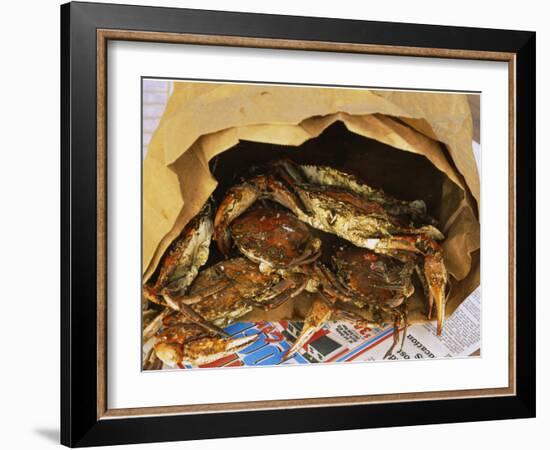 Close-up of Steamed Crabs in a Paper Bag, Maryland, USA-null-Framed Photographic Print