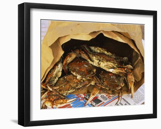 Close-up of Steamed Crabs in a Paper Bag, Maryland, USA-null-Framed Photographic Print