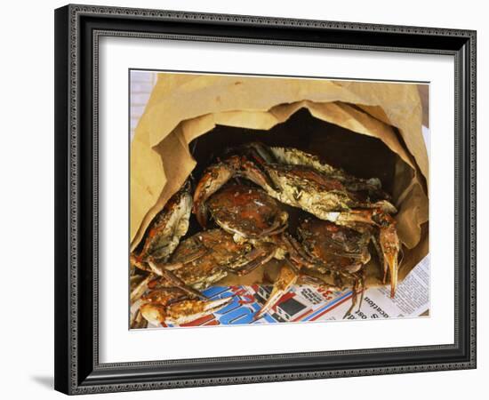 Close-up of Steamed Crabs in a Paper Bag, Maryland, USA-null-Framed Photographic Print