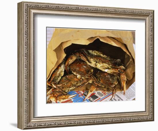 Close-up of Steamed Crabs in a Paper Bag, Maryland, USA-null-Framed Photographic Print