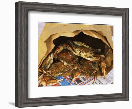 Close-up of Steamed Crabs in a Paper Bag, Maryland, USA-null-Framed Photographic Print