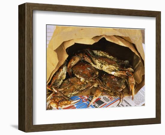Close-up of Steamed Crabs in a Paper Bag, Maryland, USA-null-Framed Photographic Print