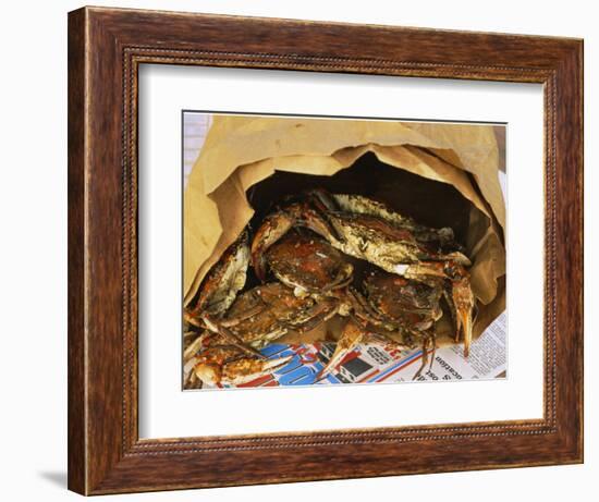 Close-up of Steamed Crabs in a Paper Bag, Maryland, USA-null-Framed Photographic Print