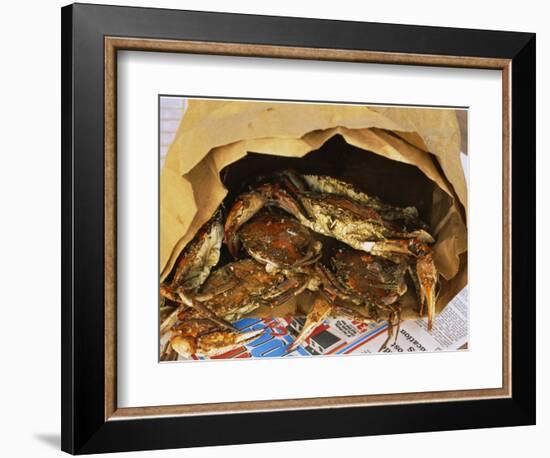 Close-up of Steamed Crabs in a Paper Bag, Maryland, USA-null-Framed Photographic Print