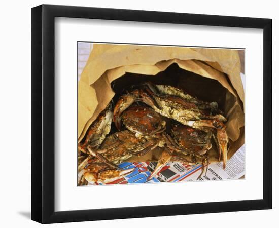 Close-up of Steamed Crabs in a Paper Bag, Maryland, USA--Framed Photographic Print