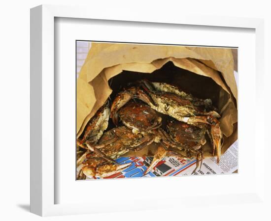 Close-up of Steamed Crabs in a Paper Bag, Maryland, USA--Framed Photographic Print