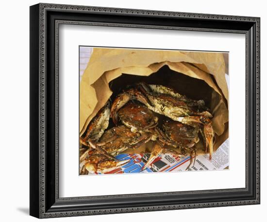 Close-up of Steamed Crabs in a Paper Bag, Maryland, USA-null-Framed Photographic Print