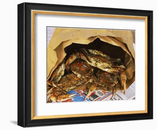 Close-up of Steamed Crabs in a Paper Bag, Maryland, USA-null-Framed Photographic Print