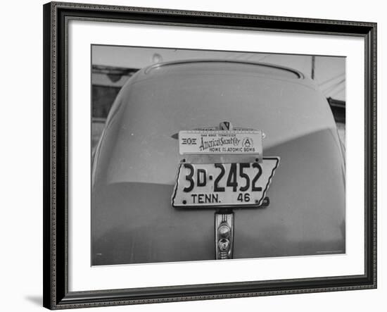 Close Up of Tennessee License Plate with Special Civic Booster Attached-Thomas D^ Mcavoy-Framed Photographic Print