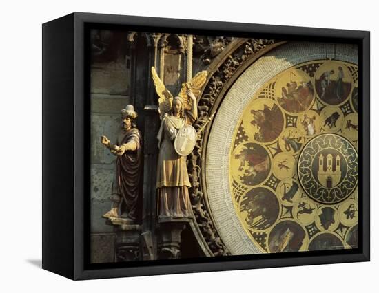 Close-Up of the Astronomical Clock, Town Hall, Old Town Square, Prague, Czech Republic-Upperhall-Framed Premier Image Canvas