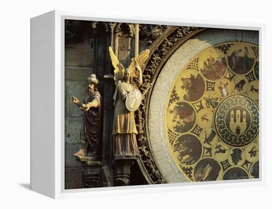 Close-Up of the Astronomical Clock, Town Hall, Old Town Square, Prague, Czech Republic-Upperhall-Framed Premier Image Canvas