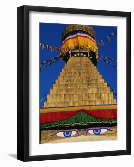 Close up of the Buddhist Stupa at Bodnath (Bodhnath) (Boudhanath), Kathmandu Valley, Nepal, Asia-Bruno Morandi-Framed Photographic Print