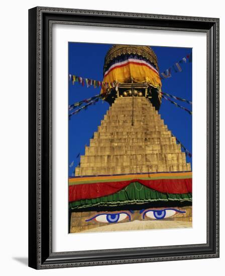 Close up of the Buddhist Stupa at Bodnath (Bodhnath) (Boudhanath), Kathmandu Valley, Nepal, Asia-Bruno Morandi-Framed Photographic Print