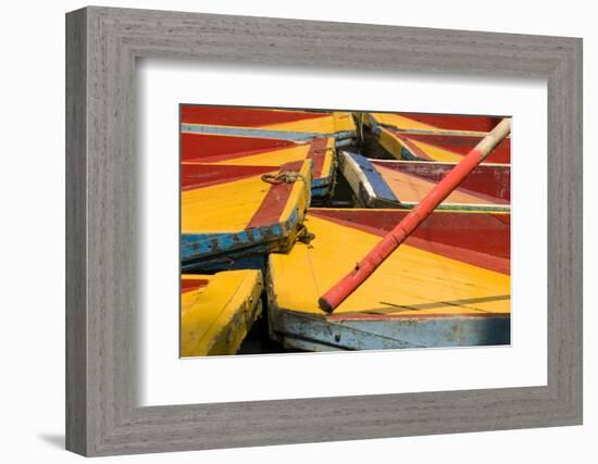 Close Up of the Colourful Wooden Boats at the Floating Gardens in Xochimilco-John Woodworth-Framed Photographic Print