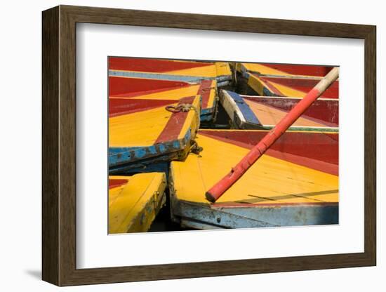 Close Up of the Colourful Wooden Boats at the Floating Gardens in Xochimilco-John Woodworth-Framed Photographic Print