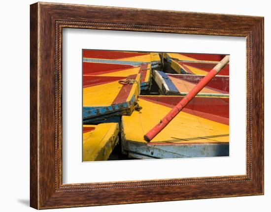 Close Up of the Colourful Wooden Boats at the Floating Gardens in Xochimilco-John Woodworth-Framed Photographic Print