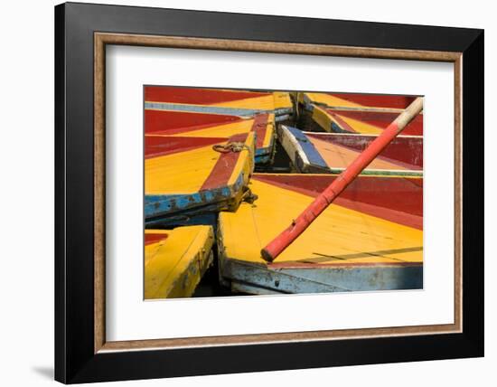 Close Up of the Colourful Wooden Boats at the Floating Gardens in Xochimilco-John Woodworth-Framed Photographic Print