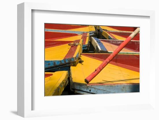 Close Up of the Colourful Wooden Boats at the Floating Gardens in Xochimilco-John Woodworth-Framed Photographic Print