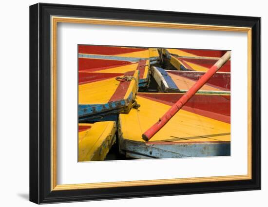 Close Up of the Colourful Wooden Boats at the Floating Gardens in Xochimilco-John Woodworth-Framed Photographic Print