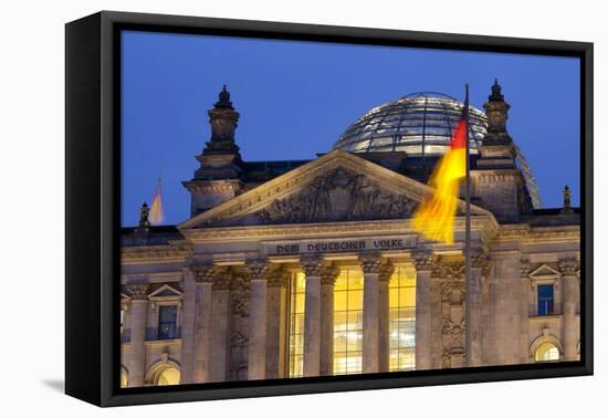 Close-Up of the Reichstag at Night, Berlin, Germany, Europe-Miles Ertman-Framed Premier Image Canvas