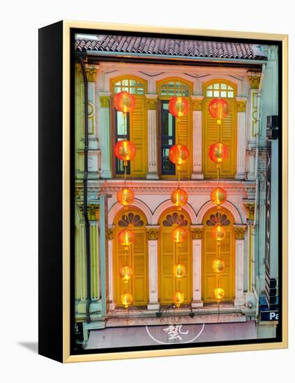 Close Up of the Shutters and Lanterns, Temple Street, Chinatown, Singapore-Gavin Hellier-Framed Premier Image Canvas