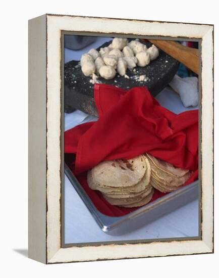 Close-Up of Tortillas in a Tray Covered by a Red Cloth, in Mexico, North America-Michelle Garrett-Framed Premier Image Canvas