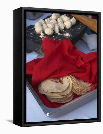 Close-Up of Tortillas in a Tray Covered by a Red Cloth, in Mexico, North America-Michelle Garrett-Framed Premier Image Canvas