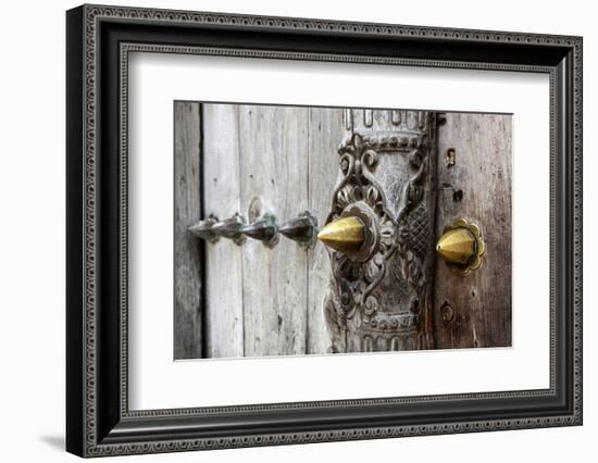 Close-Up of Traditional Carved Door, Stone Town, Zanzibar, Tanzania-Alida Latham-Framed Photographic Print