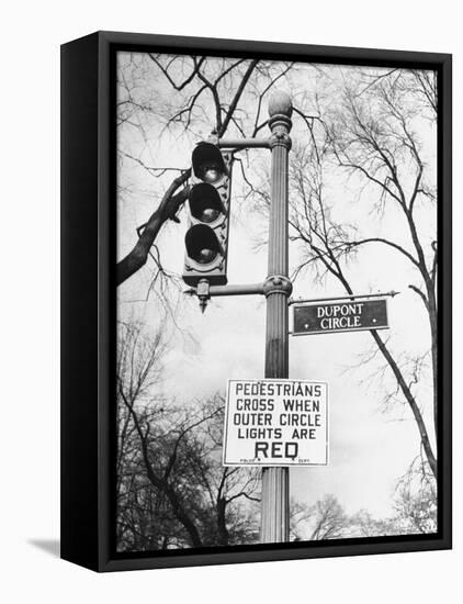 Close-Up of Traffic Sign at Dupont Circle-Myron Davis-Framed Premier Image Canvas