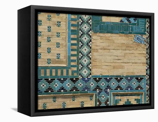 Close-Up of Turquoise Ceramics, Shah-I-Zinda Mausoleum, Samarkand, Uzbekistan, Central Asia-Upperhall-Framed Premier Image Canvas