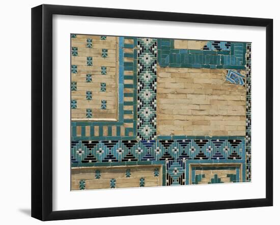 Close-Up of Turquoise Ceramics, Shah-I-Zinda Mausoleum, Samarkand, Uzbekistan, Central Asia-Upperhall-Framed Photographic Print