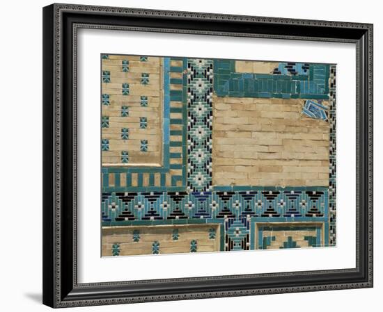 Close-Up of Turquoise Ceramics, Shah-I-Zinda Mausoleum, Samarkand, Uzbekistan, Central Asia-Upperhall-Framed Photographic Print