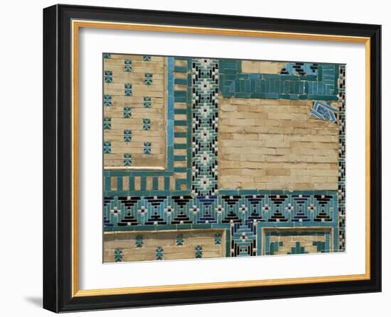 Close-Up of Turquoise Ceramics, Shah-I-Zinda Mausoleum, Samarkand, Uzbekistan, Central Asia-Upperhall-Framed Photographic Print