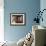 Close-Up of Typical Window with Blue Shutters and Windowbox Full of Geraniums, France-Guy Thouvenin-Framed Photographic Print displayed on a wall