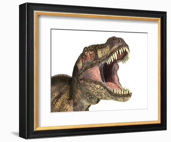 Close-Up of Tyrannosaurus Rex Dinosaur with Mouth Open-null-Framed Art Print