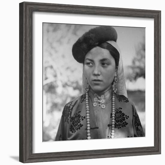 Close Up of Uighur Girl from Kashgar-William Vandivert-Framed Photographic Print