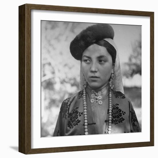 Close Up of Uighur Girl from Kashgar-William Vandivert-Framed Photographic Print