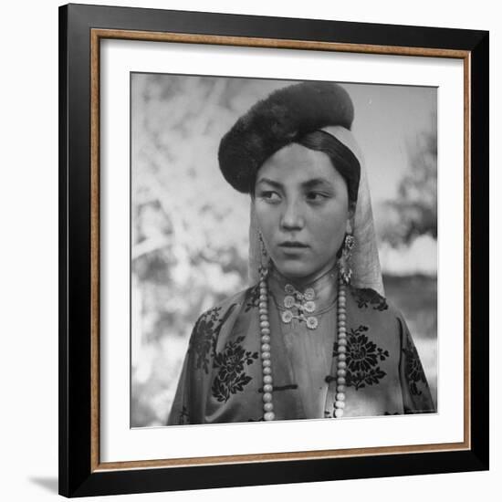 Close Up of Uighur Girl from Kashgar-William Vandivert-Framed Photographic Print