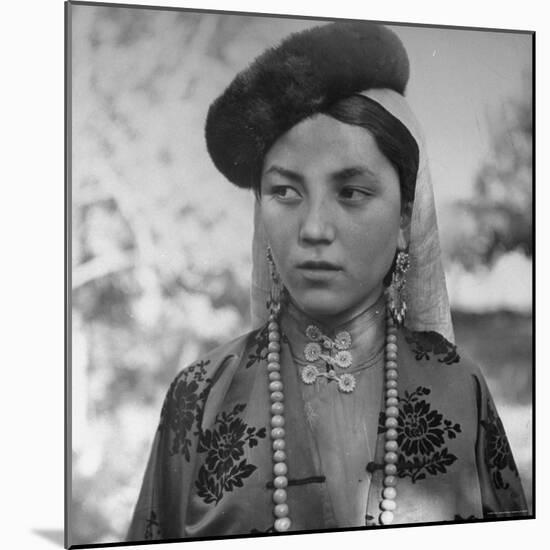 Close Up of Uighur Girl from Kashgar-William Vandivert-Mounted Photographic Print