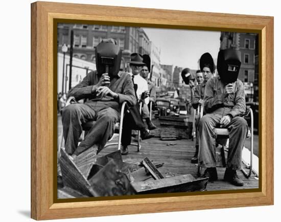 Close-Up of Welding School Float in Parade for National Defense Day During WWII-null-Framed Premier Image Canvas