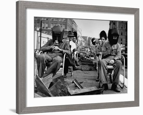 Close-Up of Welding School Float in Parade for National Defense Day During WWII-null-Framed Photographic Print