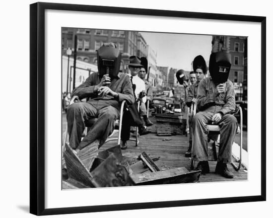 Close-Up of Welding School Float in Parade for National Defense Day During WWII-null-Framed Photographic Print