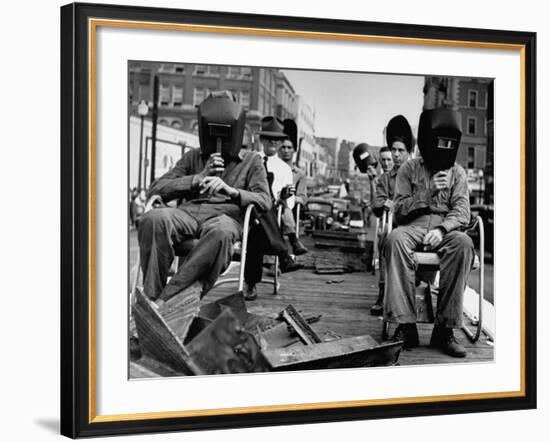 Close-Up of Welding School Float in Parade for National Defense Day During WWII-null-Framed Photographic Print