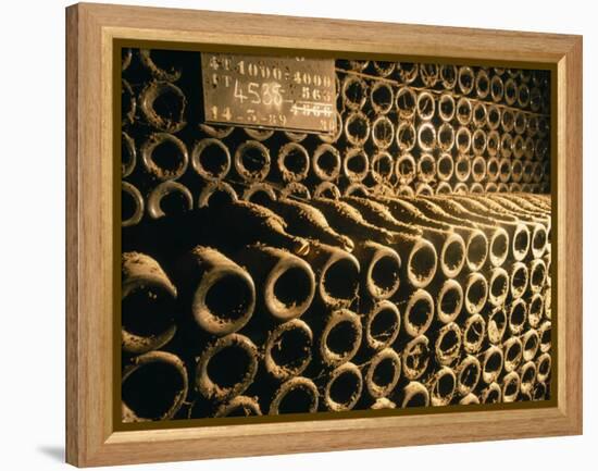 Close-up of Wine Bottles in a Cellar of Bollinger, Ay, Champagne, France-null-Framed Premier Image Canvas