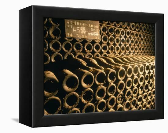 Close-up of Wine Bottles in a Cellar of Bollinger, Ay, Champagne, France-null-Framed Premier Image Canvas