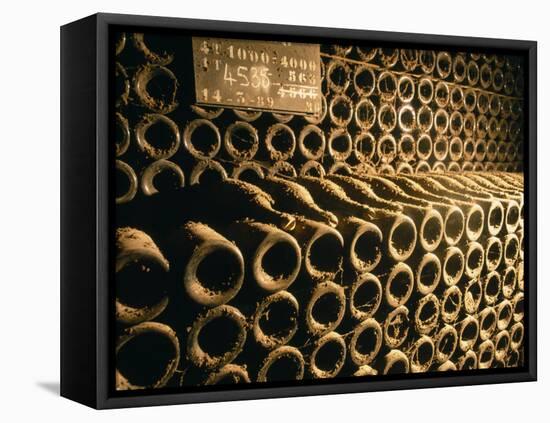 Close-up of Wine Bottles in a Cellar of Bollinger, Ay, Champagne, France-null-Framed Premier Image Canvas