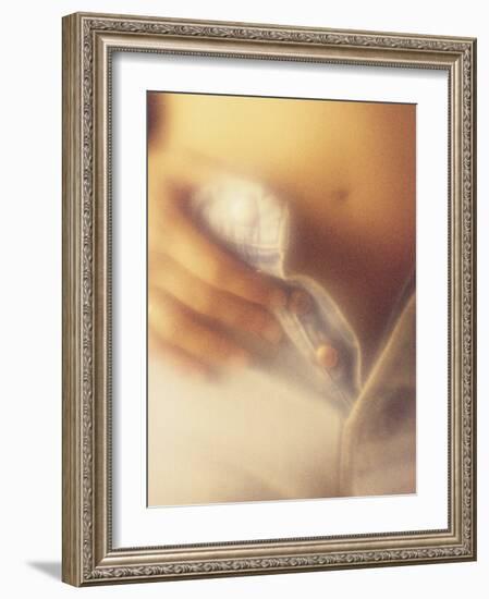 Close-up of Woman's Hands Buttoning Blue Jeans-Gary D^ Ercole-Framed Photographic Print