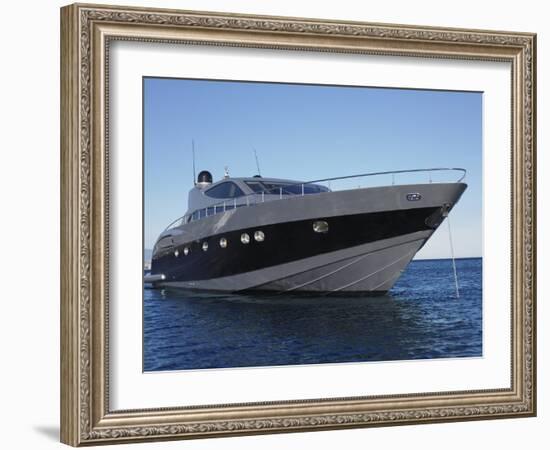 Close up of Yacht Moored in Sea against Clear Blue Sky-Nosnibor137-Framed Photographic Print